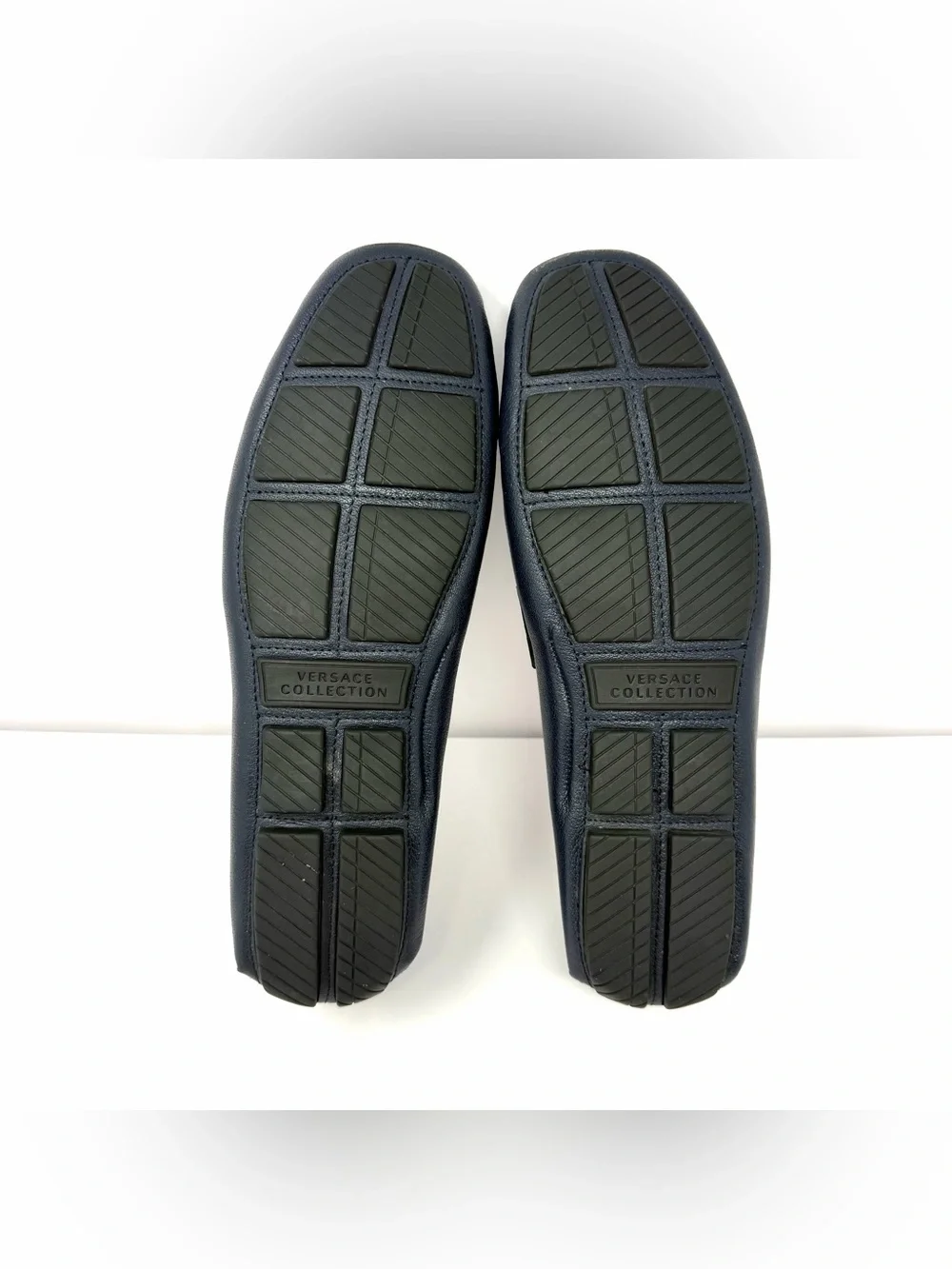 Versace Collection Mens Horsebit Driving Loafer Moccasin Shoe Sz 44 Blue Leather